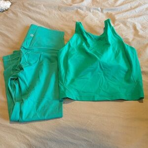 lululemon athletica Teal Green Crop Tank and High-Rise Leggings Set